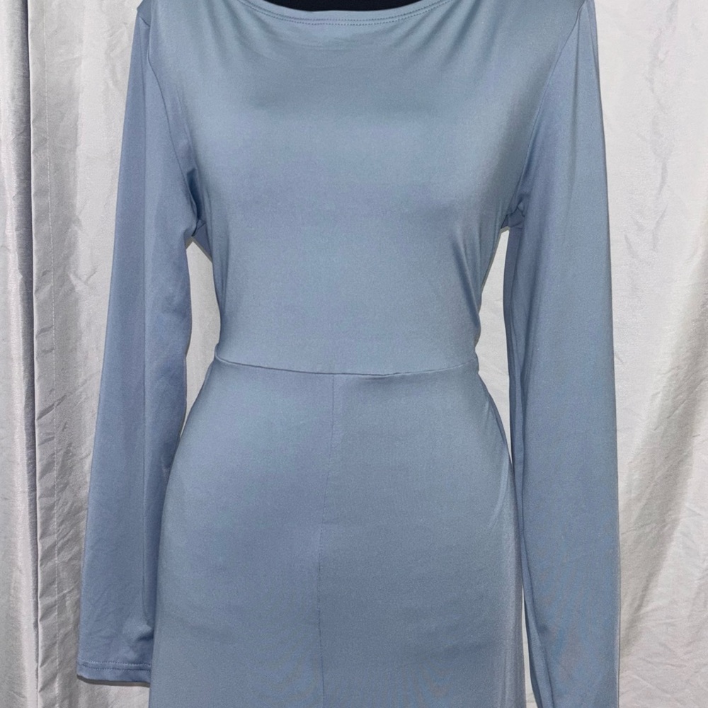 Women’s Elegant Blue Long Sleeve Dress